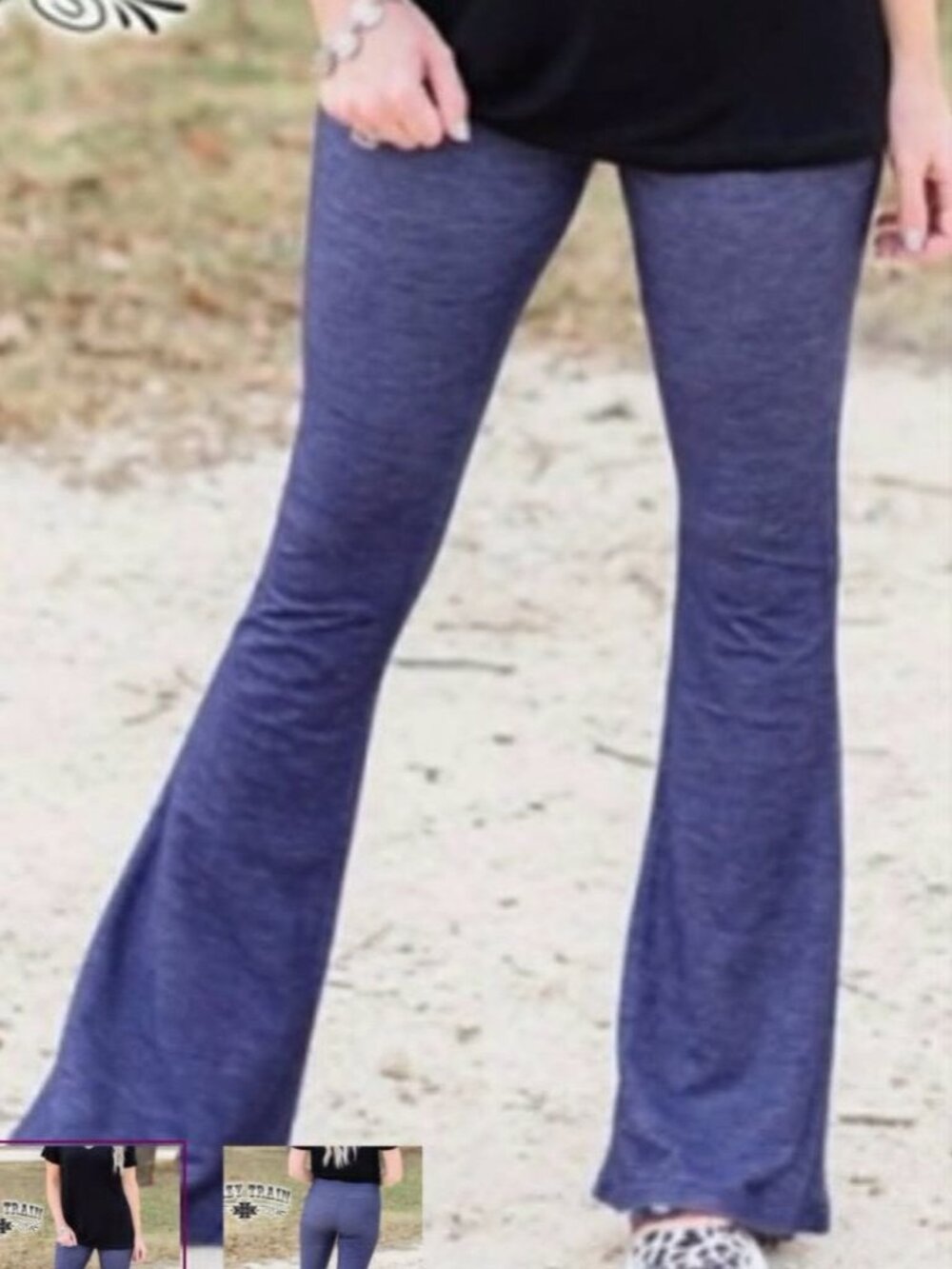 Crazy Train LEGGINGS Pants NEW GRAY/BLUE BELLBOTTOM XLARGE SOFT